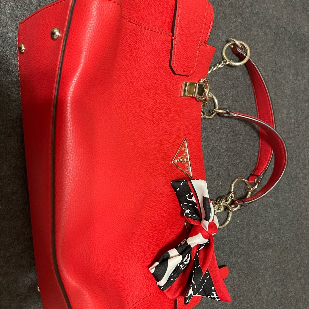 Guess Red Shoulder Bag with Bow Detail